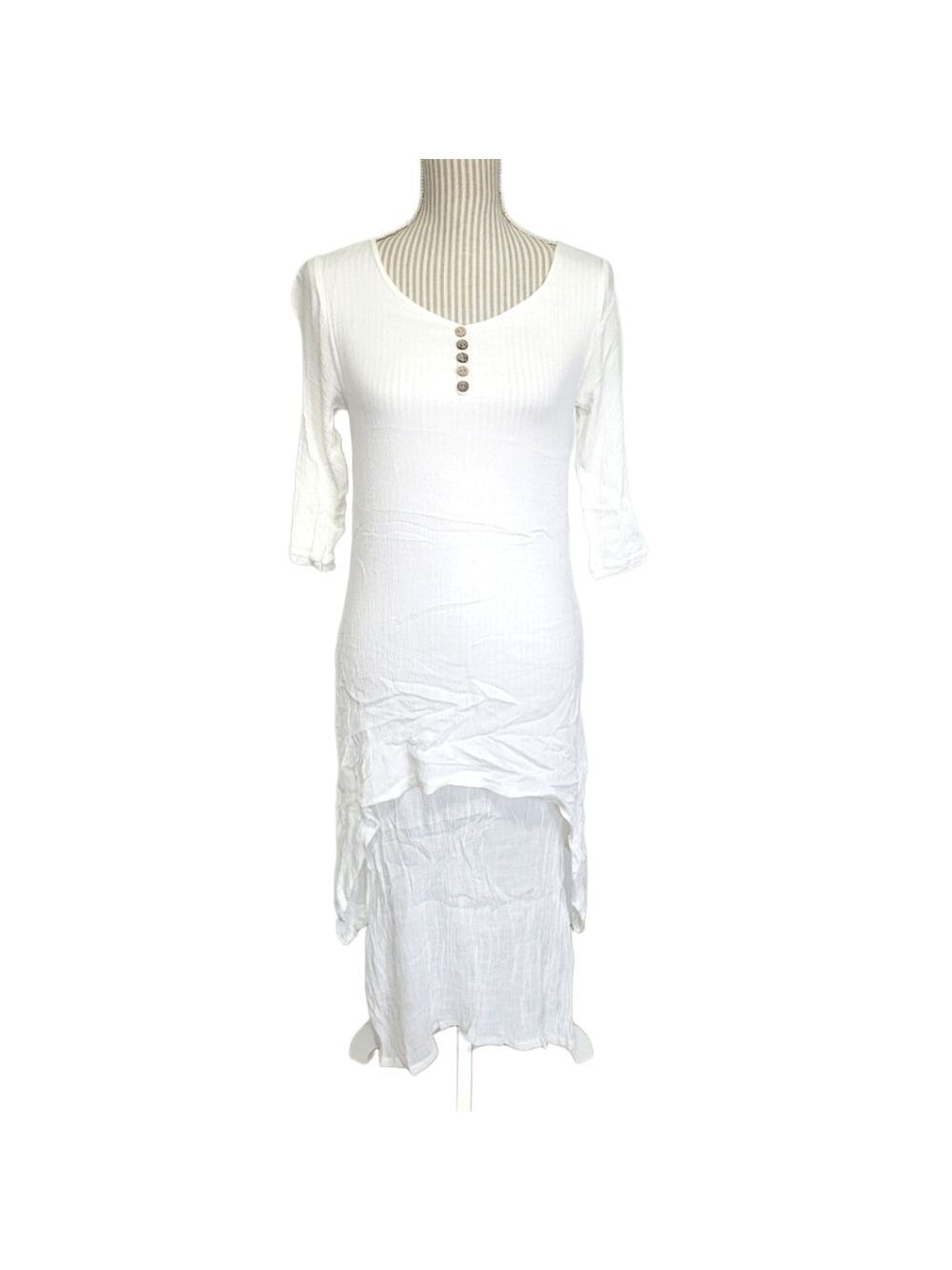 Dayou coastal linen white layered dress, small